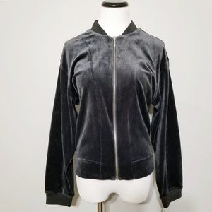 Nwt Natori Luxe Velour Bomber Track Jacket Full Zip Cozy Gray M Womens